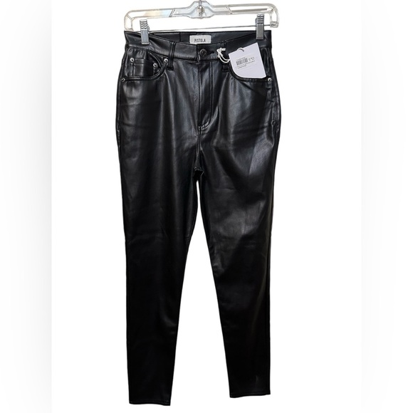 Pistola Aline High Rise Vegan Leather Slim Skinny Pant Onyx Black‎ Size 25 - Picture 3 of 8